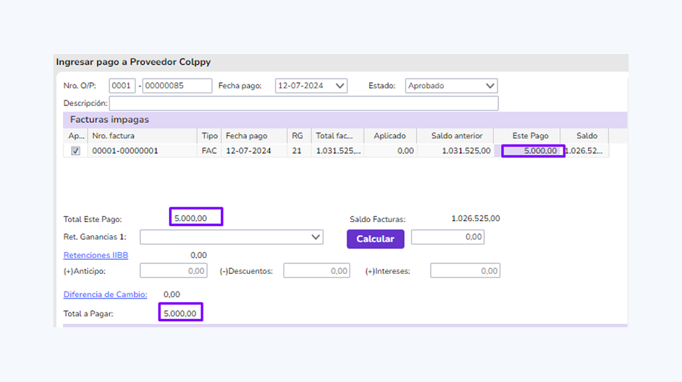 Pago parcial